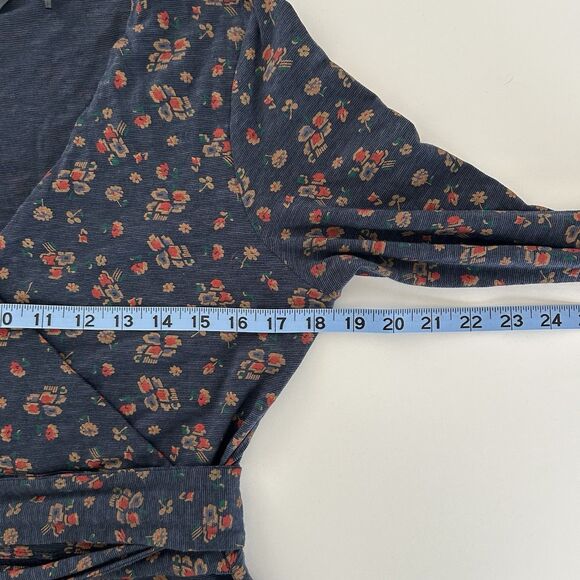 Toad Co Womens Cue Wrap Long Sleeve Dress M Organic Cotton Floral Belted Stretch - Picture 6 of 9